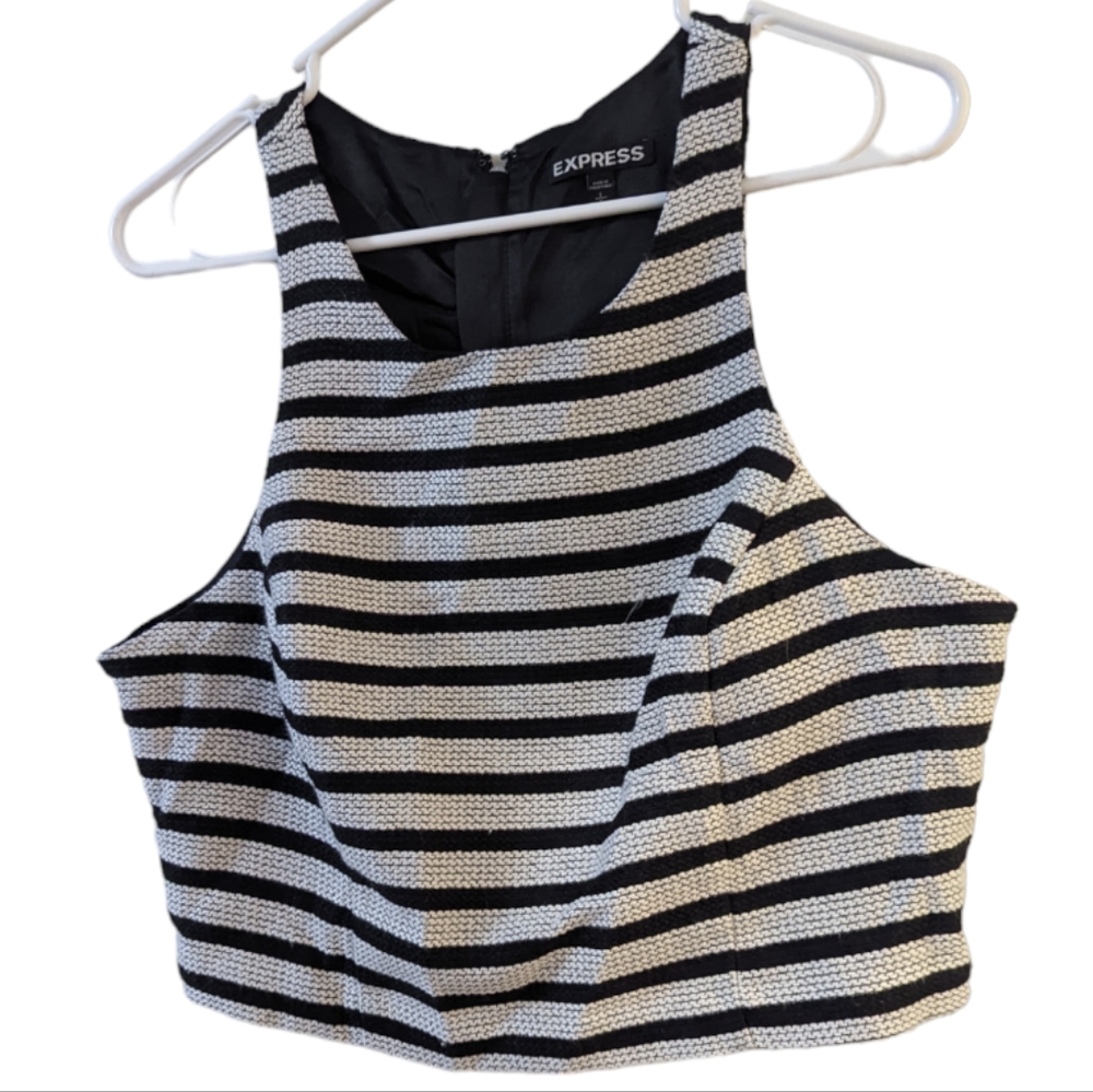 Express Crop Top NWOT black white stripe size large L